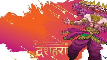 illustration vectorielle créative du seigneur rama tuant ravana dans le festival d'affiches happy dussehra navratri de l'inde. traduction dusséhra