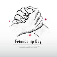 célébration de la conception de la journée de l'amitié avec silhouette de poignée de main et vecteur de coeurs en papier