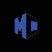 alphabet minimaliste créatif lettre initiale marque monogramme logo 3d mc mc modifiable en format vectoriel