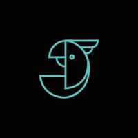 j perroquet logo créatif moderne alphabet minimal lettre initiale marque monogramme modifiable en format vectoriel