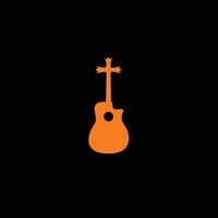 guitare croix chrétien crucifix orange abstrait marque pictural emblème logo symbole iconique créatif moderne minimal modifiable en format vectoriel