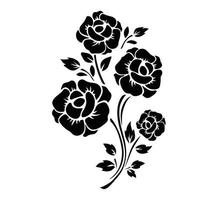 noir silhouette fleurs avec branche feuilles illustration floral décoration élégant été fleur plante nature botanique vecteur
