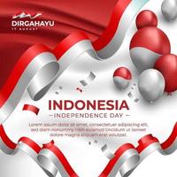 bannière de flyer de médias sociaux de la fête de l'indépendance de l'indonésie vecteur