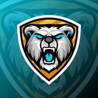 illustration graphique vectorielle d'un ours blanc en colère dans le style de logo esport. parfait pour l'équipe de jeu ou le logo du produit vecteur