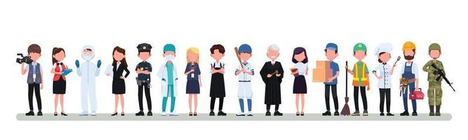 groupe de personnes ensemble de professions différentes, illustration vectorielle plate de la journée internationale du travail vecteur