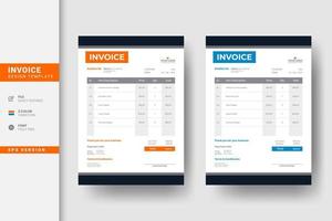 conception de modèle de facture de vecteur orange et bleu créatif