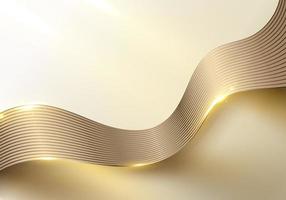 lignes de vague dorées élégantes abstraites 3d et étincelles de lumière sur un style de luxe de fond propre