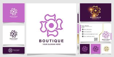 modèle de logo fleur, boutique ou ornement avec conception de carte de visite. vecteur