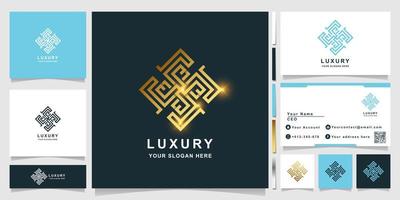 modèle de logo d'ornement de luxe avec conception de carte de visite. vecteur