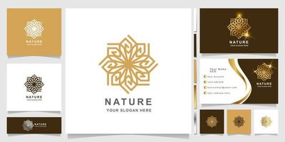 modèle de logo nature ornement élégant minimaliste avec conception de carte de visite vecteur