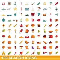 Ensemble d'icônes de 100 saisons, style dessin animé vecteur