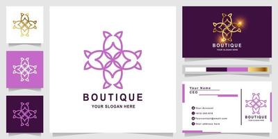 modèle de logo fleur, boutique ou ornement avec conception de carte de visite. vecteur