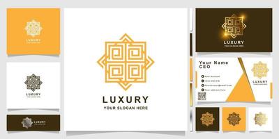 modèle de logo d'ornement de luxe élégant minimaliste avec conception de carte de visite. vecteur