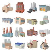 icônes d'usine de bâtiment industriel vecteur