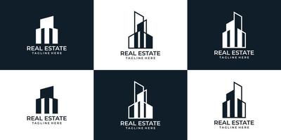 collection de conception de logo de bâtiment immobilier moderne ville natale vecteur