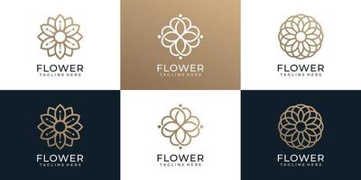 ensemble d'ornement de mode minimaliste logo fleur spa yoga vecteur