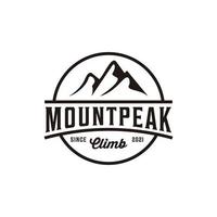 sommet de la montagne aventure sauvage logo vintage en plein air vecteur