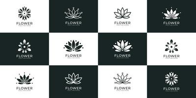 modèle de logo de fleur de luxe unique et magnifique pour un complexe hôtelier spa vecteur