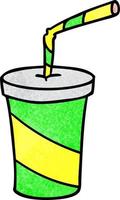 Doodle de dessin animé texturé de boisson de restauration rapide vecteur