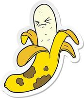 autocollant d'une banane pourrie de dessin animé vecteur