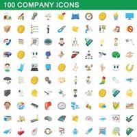 Ensemble de 100 icônes d'entreprise, style dessin animé vecteur
