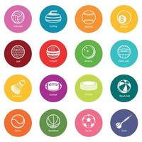 icônes d'équipement de balles de sport définies vecteur de cercles colorés