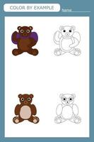 livre de coloriage d'un ours. jeux créatifs éducatifs pour les enfants d'âge préscolaire vecteur