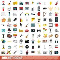 Ensemble de 100 icônes d'art, style plat vecteur