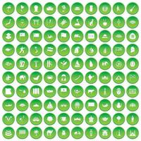 100 icônes d'asie définissent un cercle vert vecteur
