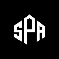 création de logo de lettre de spa avec forme de polygone. création de logo en forme de polygone et de cube de spa. modèle de logo vectoriel spa hexagone couleurs blanches et noires. monogramme de spa, logo d'entreprise et immobilier.