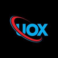 logo uox. lettre uox. création de logo de lettre uox. initiales logo uox liées avec un cercle et un logo monogramme majuscule. typographie uox pour la technologie, les affaires et la marque immobilière. vecteur