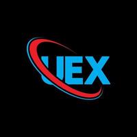 logo uex. lettre uex. création de logo de lettre uex. initiales logo uex lié avec un cercle et un logo monogramme majuscule. typographie uex pour la technologie, les affaires et la marque immobilière. vecteur