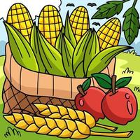 dessin animé coloré de maïs de récolte de thanksgiving vecteur