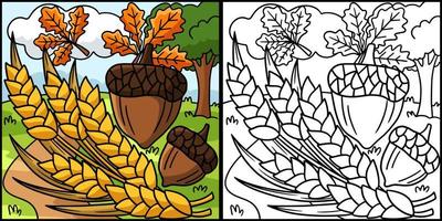 illustration de coloriage de blé de récolte de thanksgiving vecteur