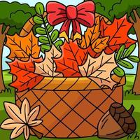 panier de thanksgiving feuilles d'automne dessin animé coloré vecteur