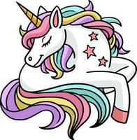 licorne avec étoile cartoon couleur clipart vecteur