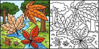 action de grâces feuilles d'automne illustration à colorier vecteur