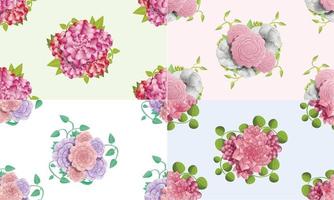 ensemble de motifs de fleurs de camélia, style cartoon vecteur