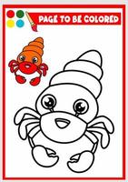 livre de coloriage pour les enfants. crabe ermite vecteur