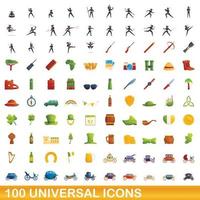 Ensemble de 100 icônes universelles, style dessin animé