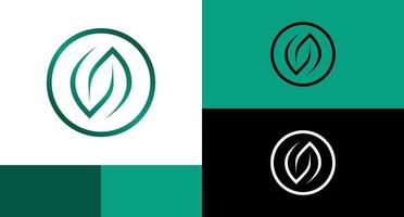deux feuilles en cercle feuille concept de conception de logo naturel vecteur