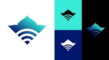 concept de conception de logo de connexion internet wifi feuille vecteur