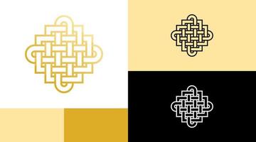 concept de conception de logo de symboles nordiques norvégiens dorés vintage vecteur