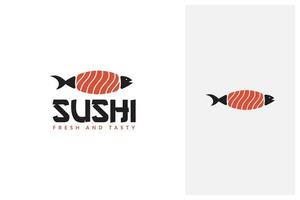 création de logo saumon frais et sushi vecteur