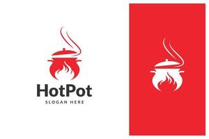 hot pot, création de logo de cuisine vecteur