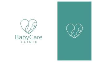création de logo mère et bébé avec style d'art en ligne vecteur