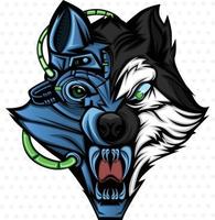 logo de mascotte de visage de loup sauvage vecteur