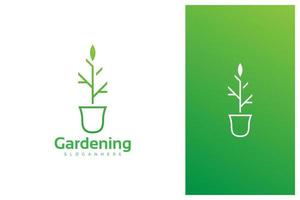 agriculture de feuilles vertes, écologie, nature, icône vectorielle de conception de logo de plante dans le style d'art en ligne vecteur