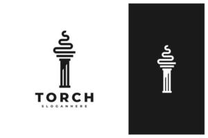 conception simple et minimale du logo de la torche et du pilier vecteur