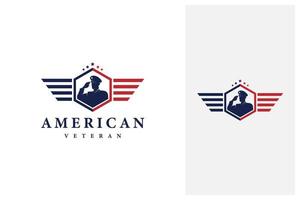 vecteur de conception de logo emblème national patriotique bouclier vétéran américain